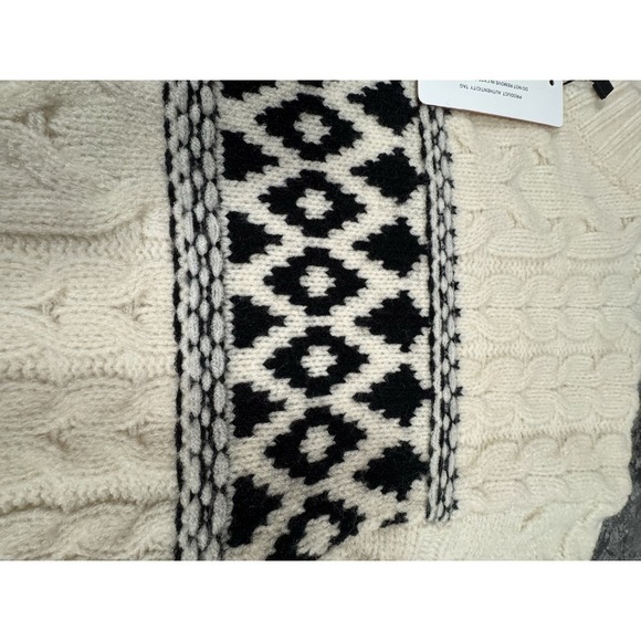 Line and Dot Montana Faire Isle Oversized Cable Knit Sweater Ribbed Trim XS - Picture 8 of 12